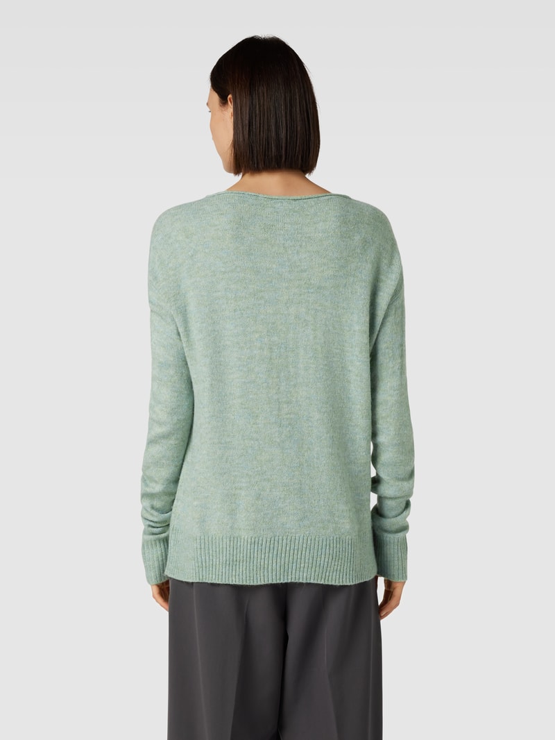 Strickpullover in melierter Optik in metallic türkis meliert