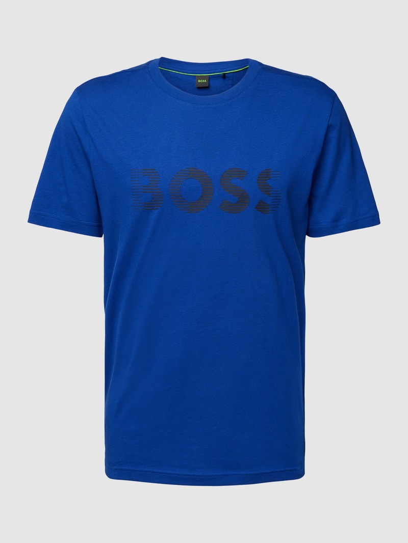 T-Shirt mit Label-Print in royalblau