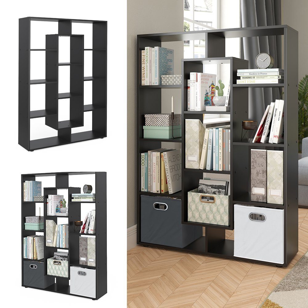 Vicco Raumteiler Bücherregal Standregal 12 Fächer Schwarz