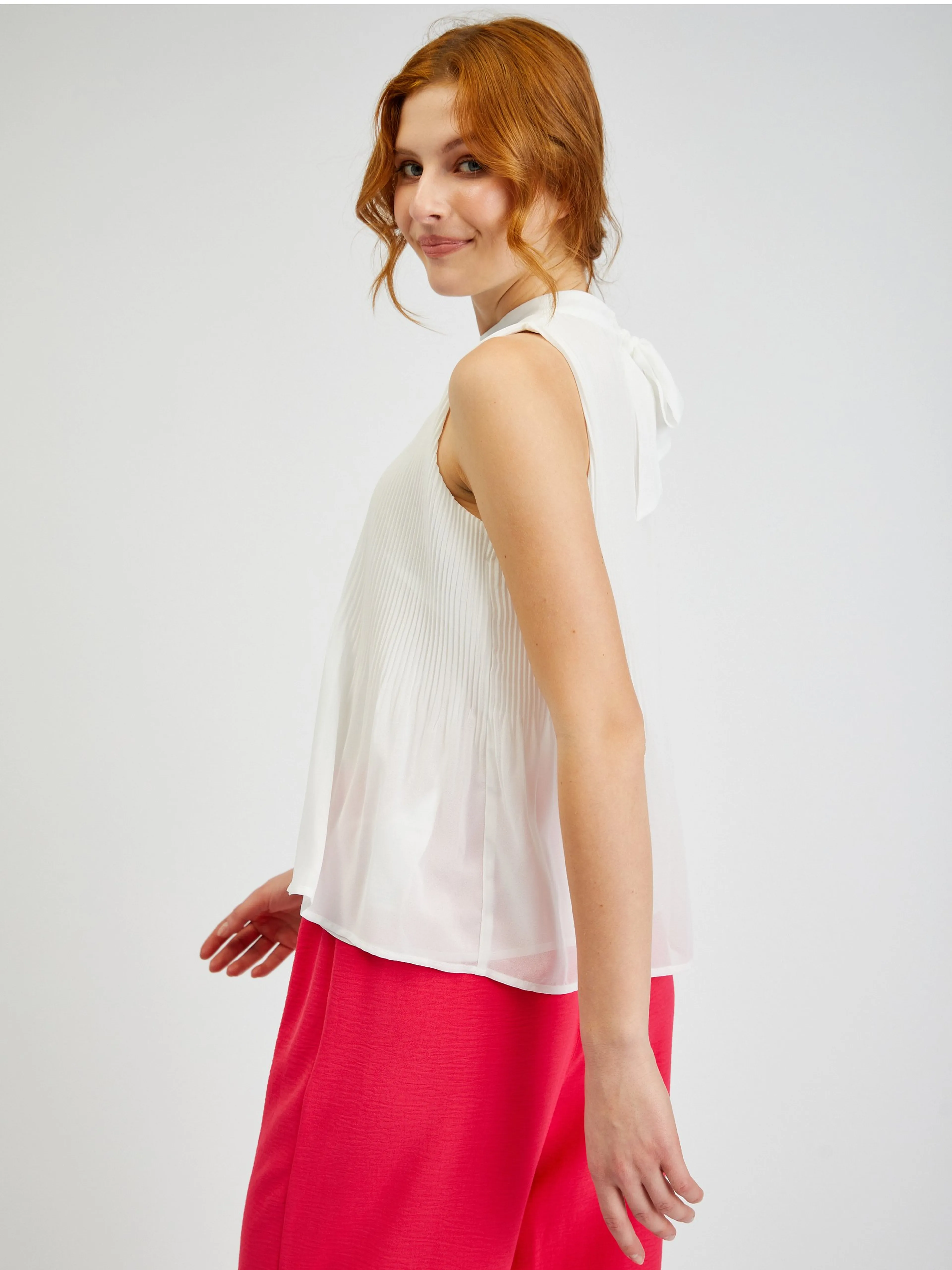 Weiße Damen-Faltenbluse ORSAY