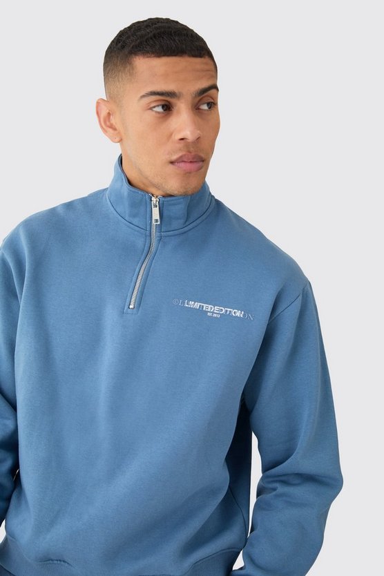 Kastiges Oversize Limited Sweatshirt mit 1/4 Reißverschluss