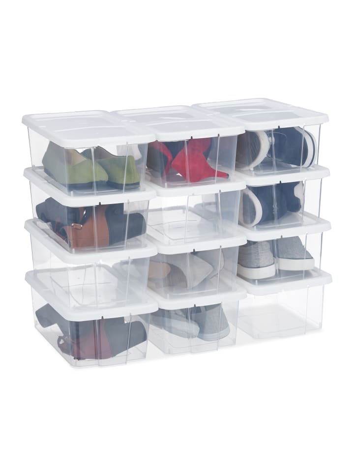 relaxdays 12x Schuhboxen in Weiß günstig kaufen onesize