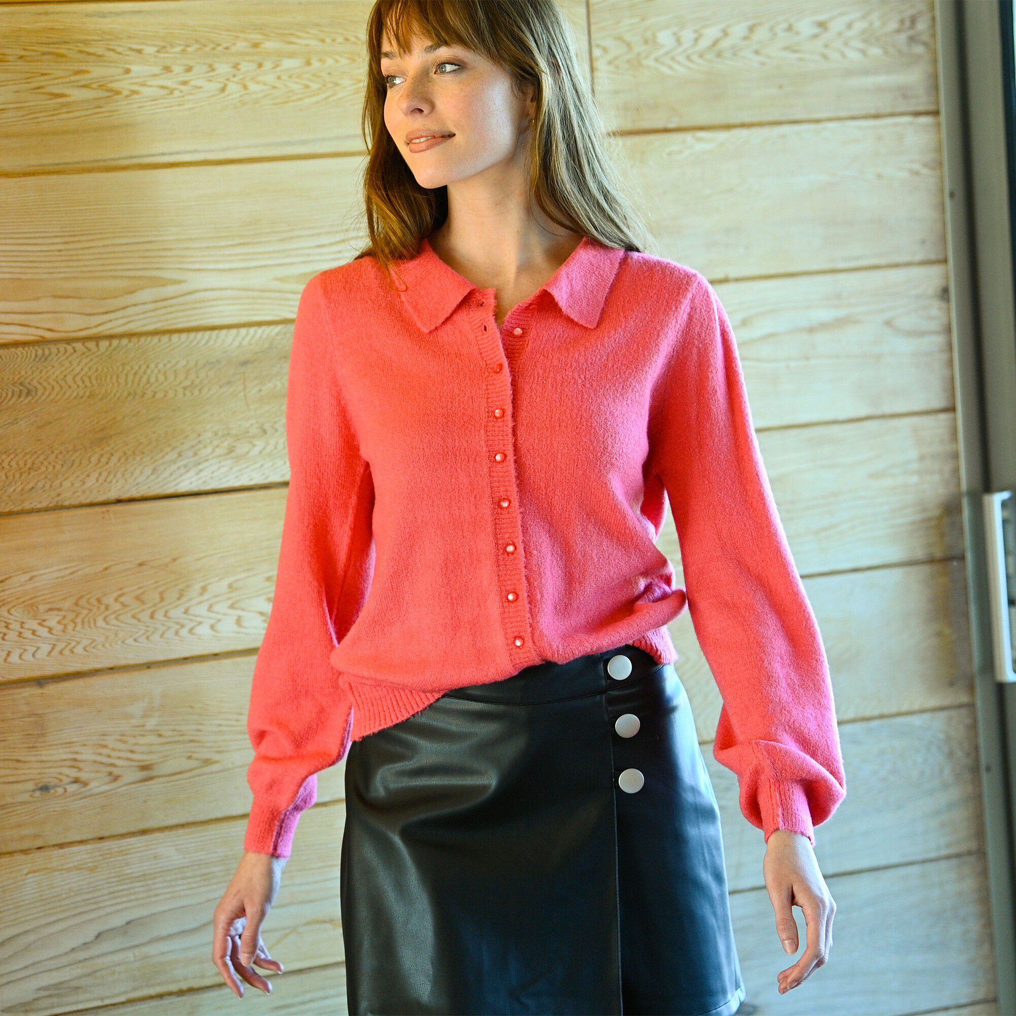 Jupe-short effet portefeuille, aspect cuir(1)