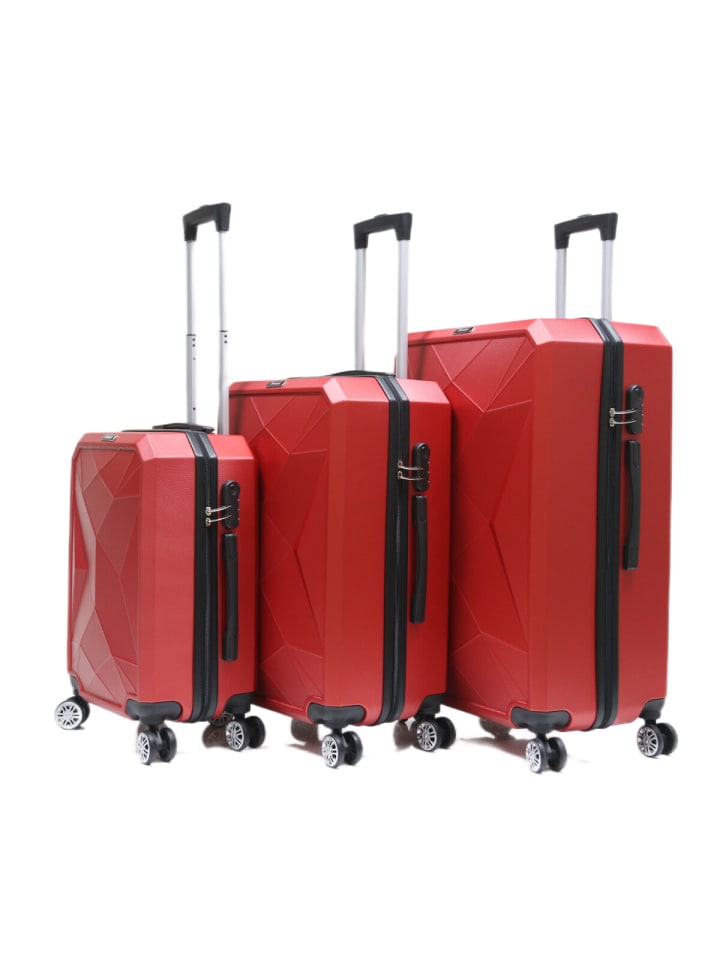 Cheffinger Reisekoffer ABS-03 Koffer 3-teilig Hartschale Trolley Set Kofferset Ha in Rot günstig kaufen onesize