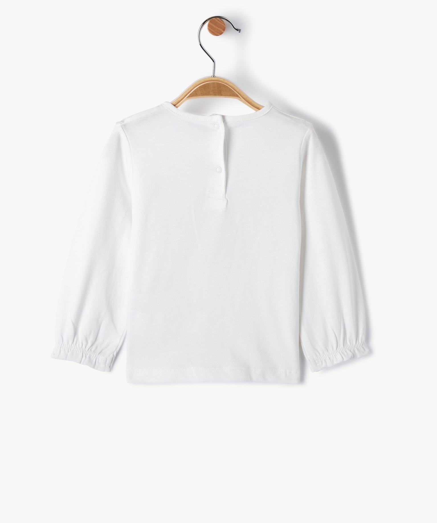 Tee-shirt bébé fille à manches longues volantées et moti... ecru | GEMO
