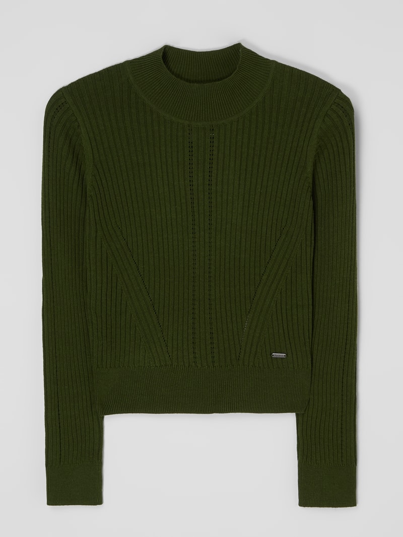 Pullover aus Viskose-Baumwoll-Mix Modell 'Xalli' in olivgrün