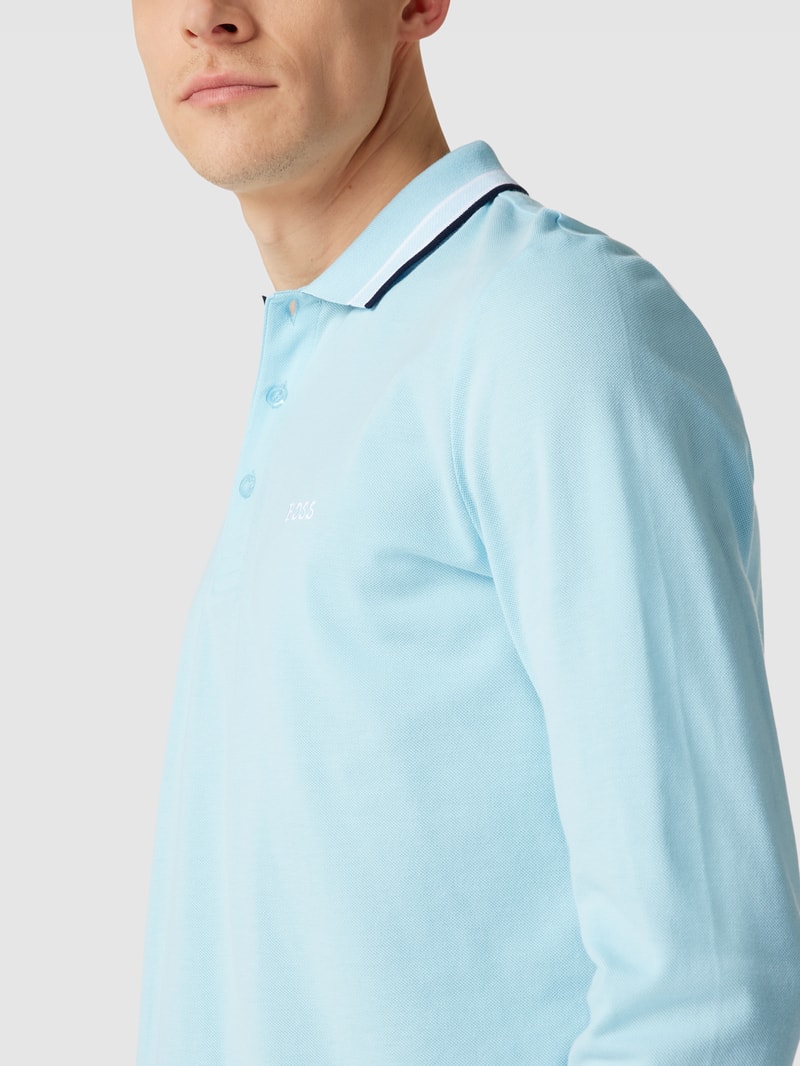 Poloshirt im langärmeligen Design Modell 'PLISY' in hellblau