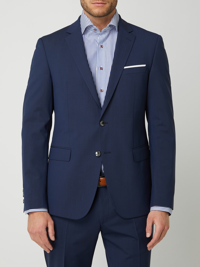 Slim Fit 2-Knopf-Sakko mit Stretch-Anteil Modell 'Herby' in marineblau