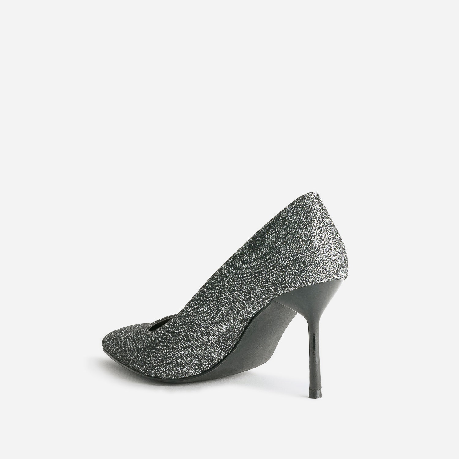 Escarpin TEXTO gris pailleté avec découpe biais