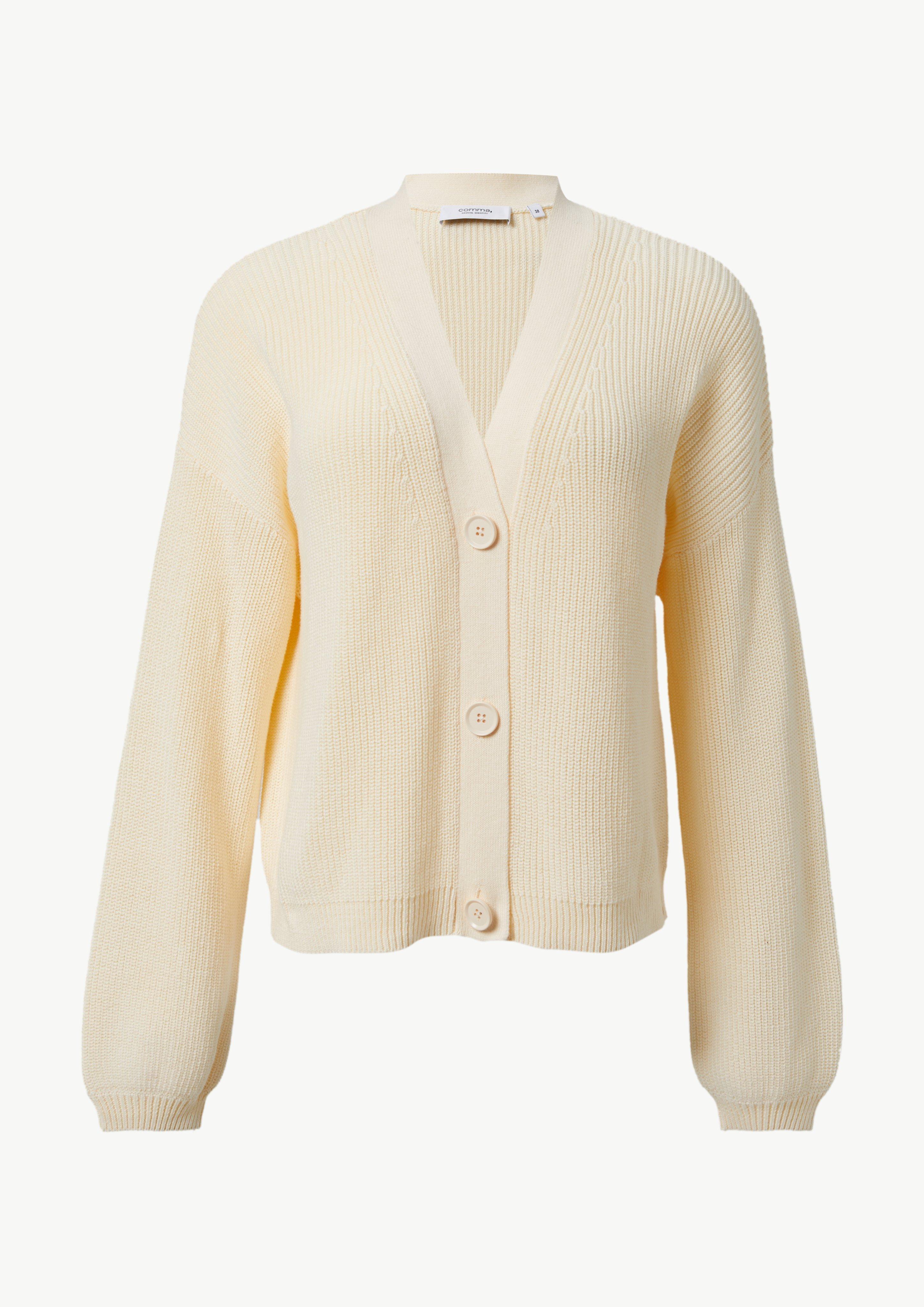 Strukturierter Cardigan mit überschnittenen Schultern - creme