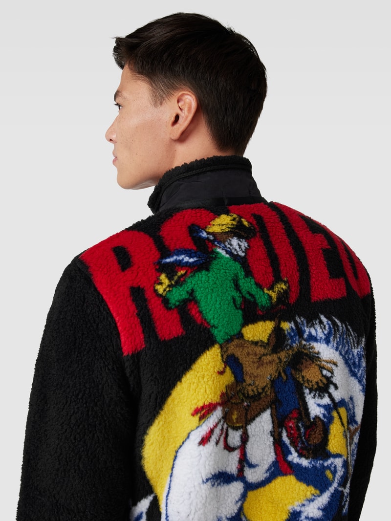 Jacke aus Teddyfell in schwarz