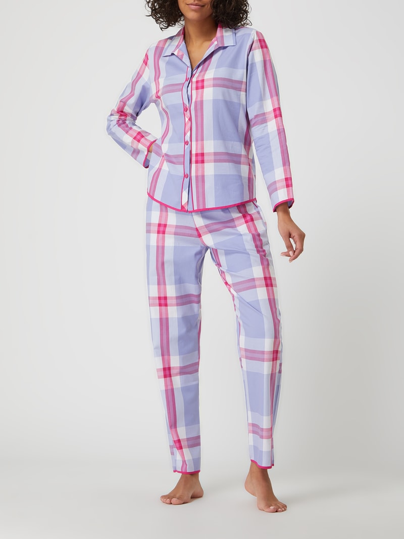 Pyjama-Oberteil mit Karomuster in offwhite
