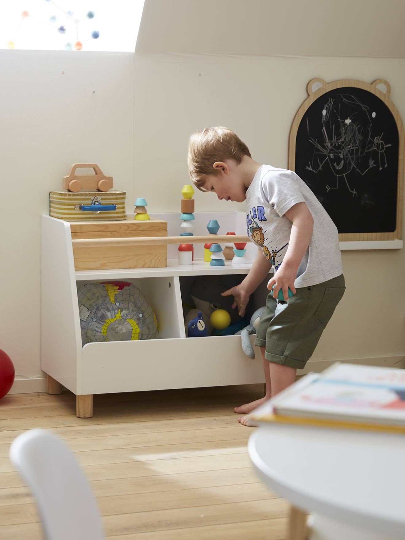 Vertbaudet Kinderzimmer Regalschrank PTILOU - weiß/natur