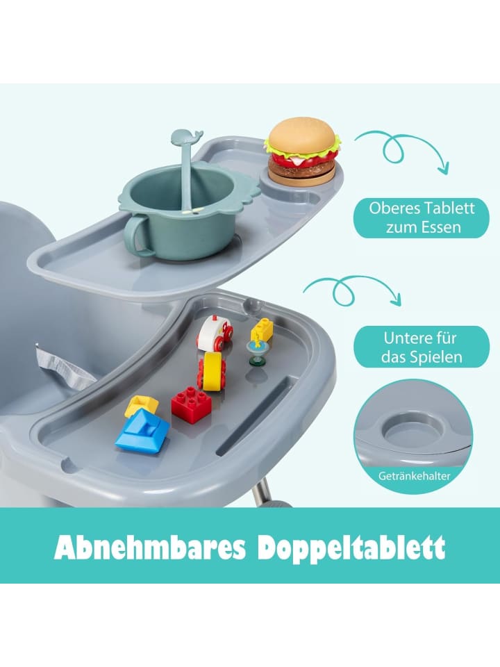 COSTWAY 4 in 1 Babyhochstuhl 6-36 Monate in Grau günstig kaufen onesize