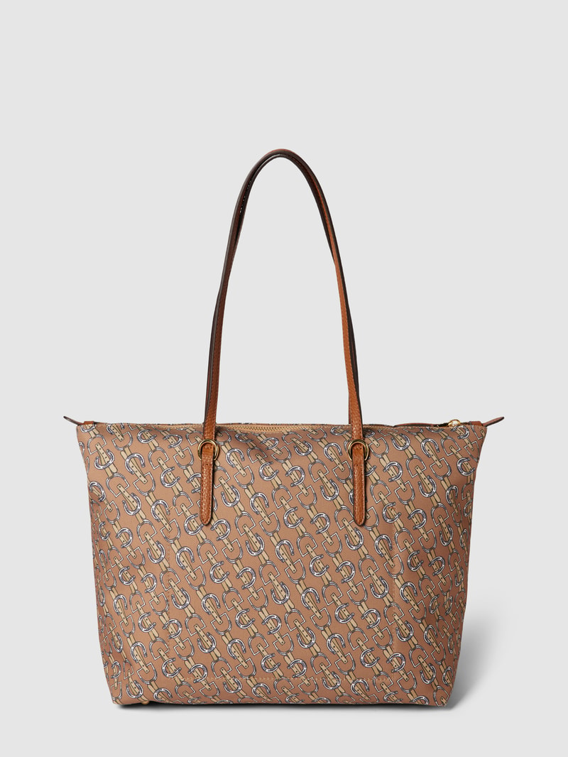 Tote Bag mit Allover-Muster Modell 'KEATON' in taupe