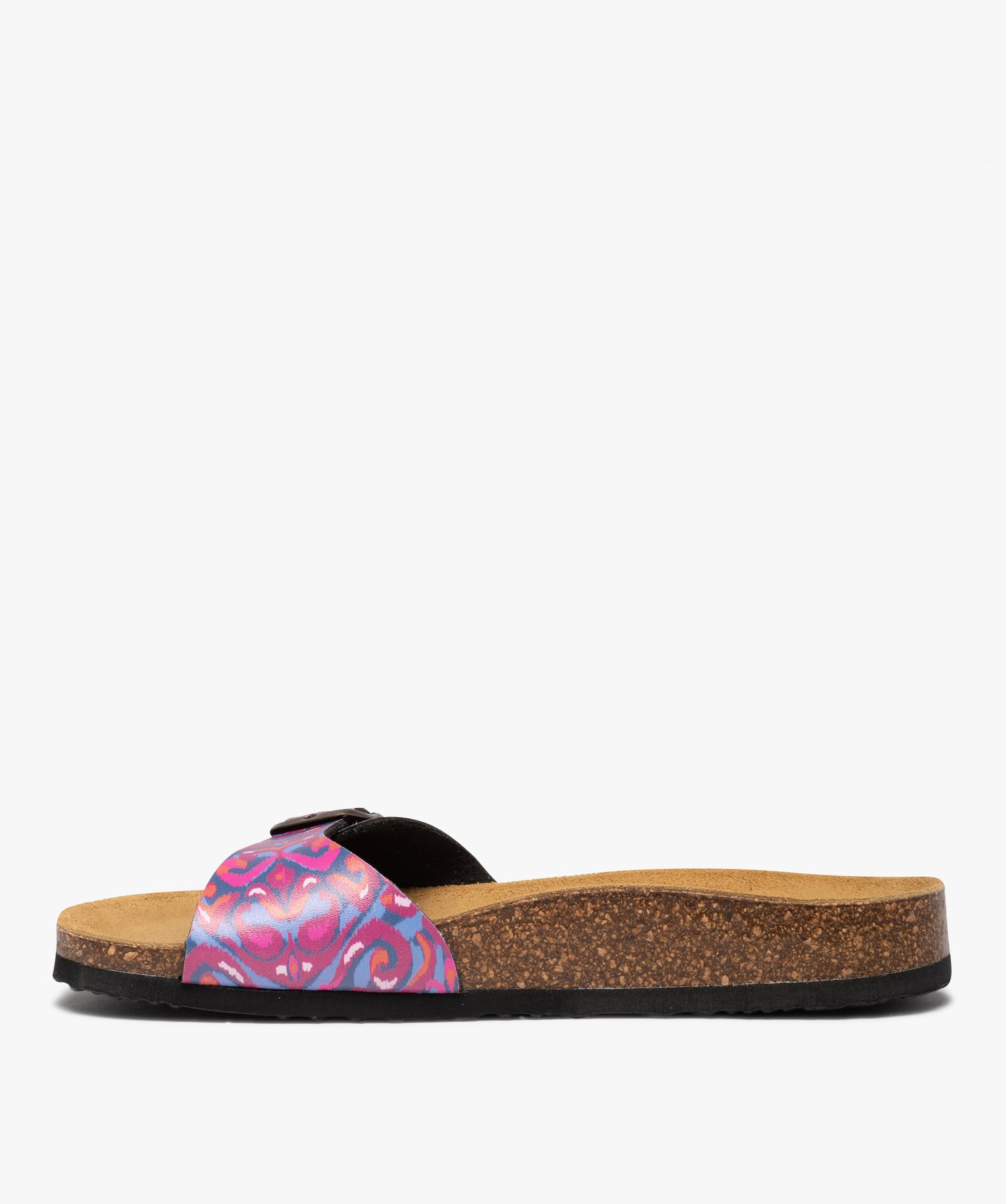 Mules femme à semelle liège et bride ajustable marine | GEMO