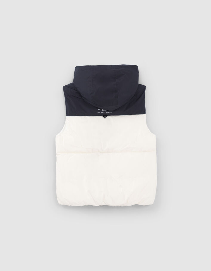 Doudoune blanche et marine sans manches garçon