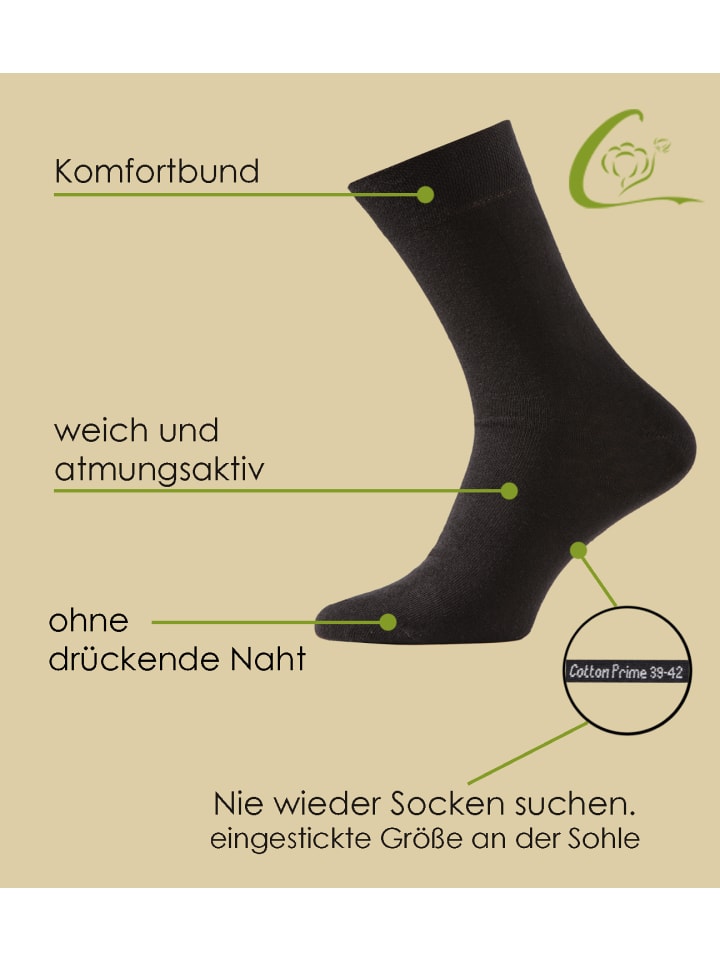 Cotton Prime® 10 Paar Unisex Socken Baumwollsocken - Back to Basic in marineblau günstig kaufen
