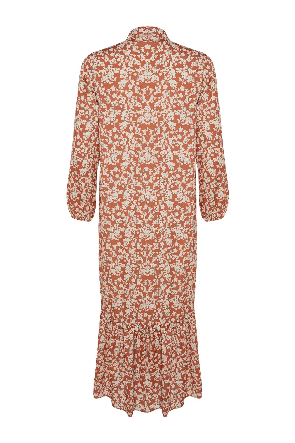 Trendyol Modest  Gewebtes Kleid mit Kachel-Blumendruck, halber Knopfleiste am Saum und Rüschenbesatz, gefüttert TCTSS21EL3353
