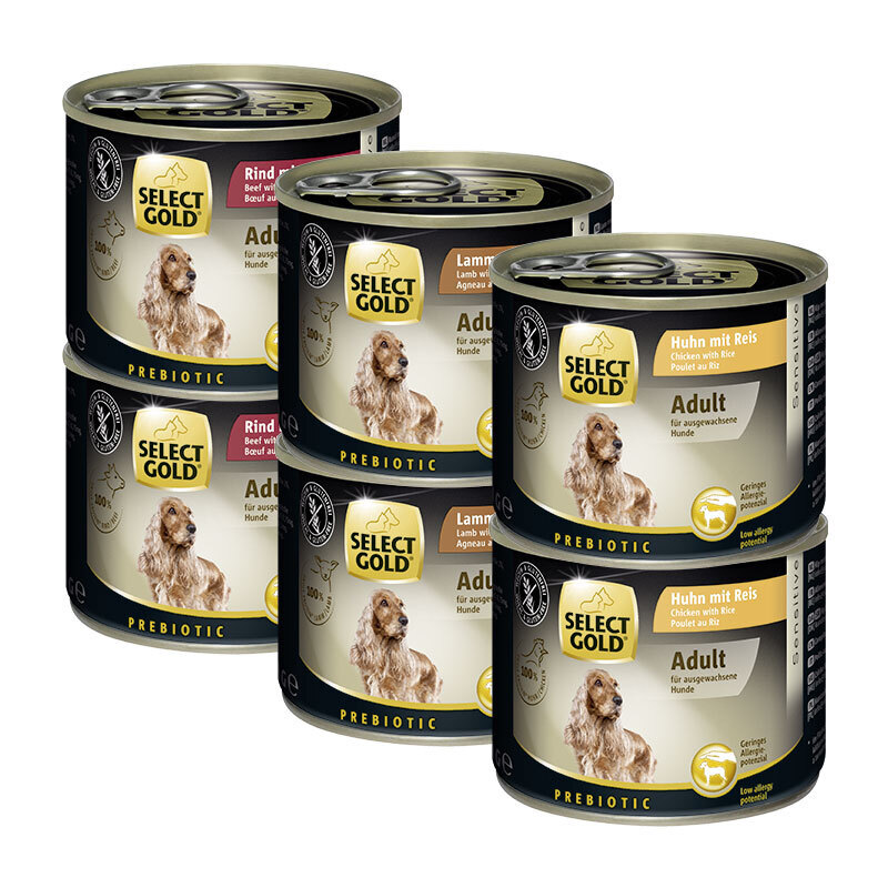 SELECT GOLD Hundenassfutter SELECT GOLD Sensitive Adult Mixpaket 6x200g Mixpaket 1