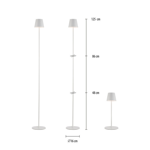 LED-Akku-Stehleuchte Buria, weiß