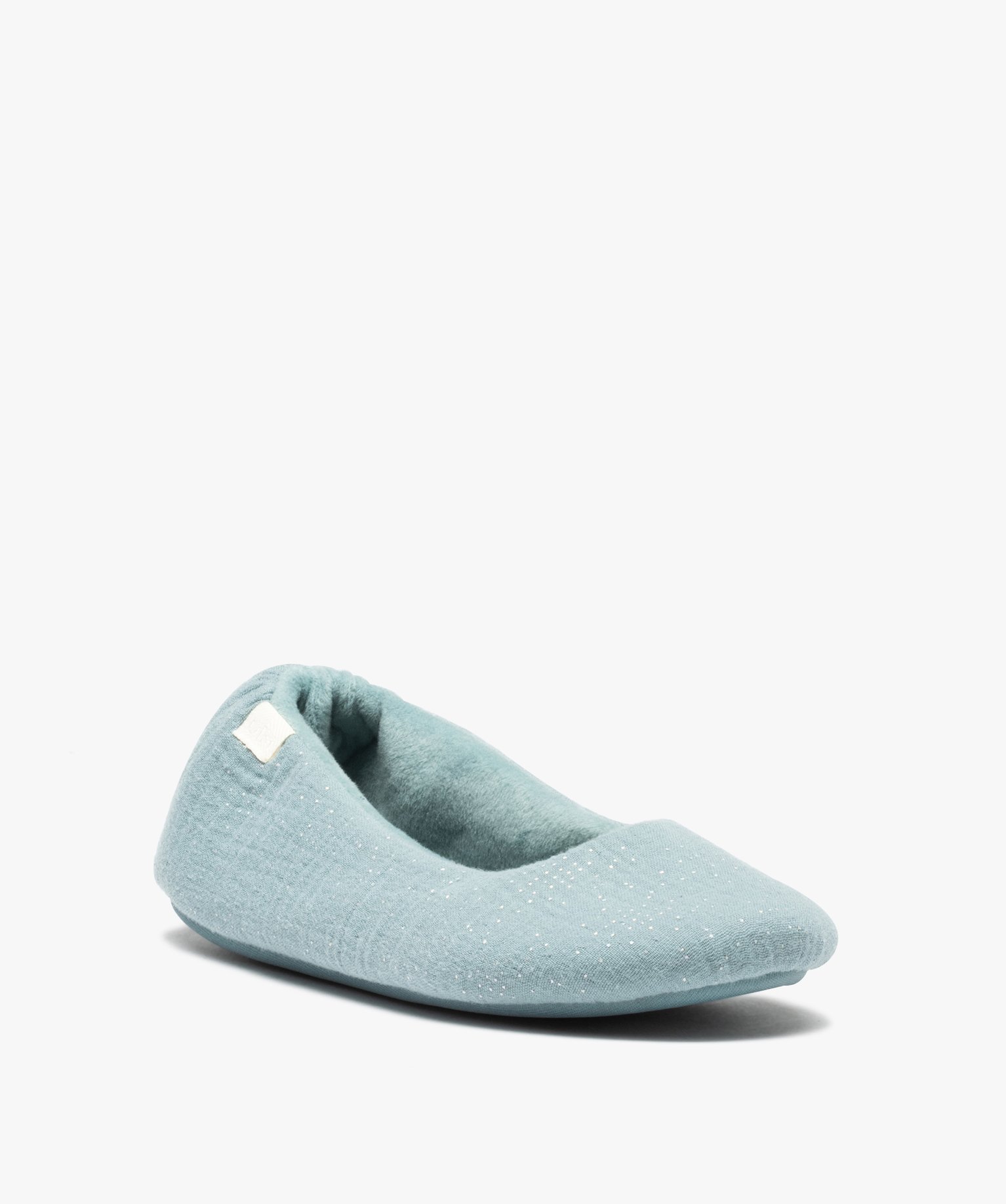 Chaussons femme ballerines en mousseline pailletée - Dim bleu | GEMO