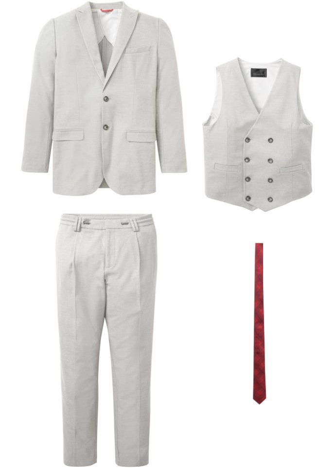Anzug (4-tlg.Set): Sakko, Hose, Weste, Krawatte