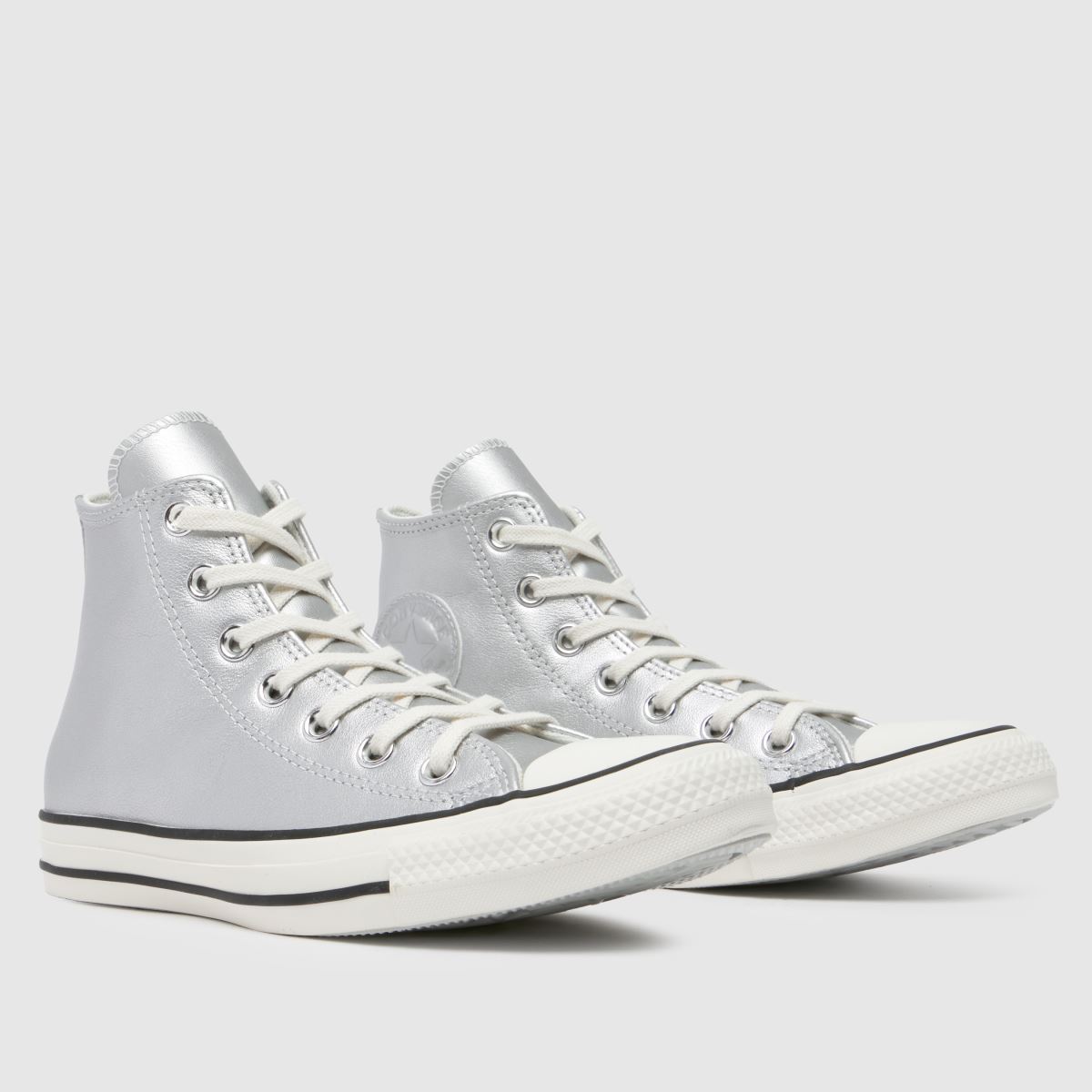 Converse – All Star – Silverfärgade höga sneakers
