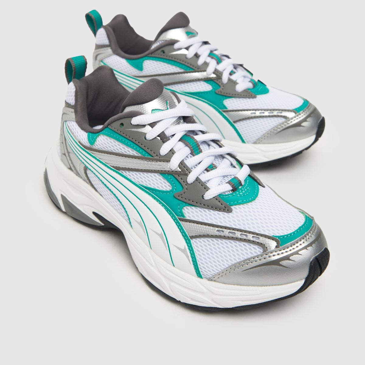 PUMA fehér és zöld morfikus ifjúsági edzőcipők