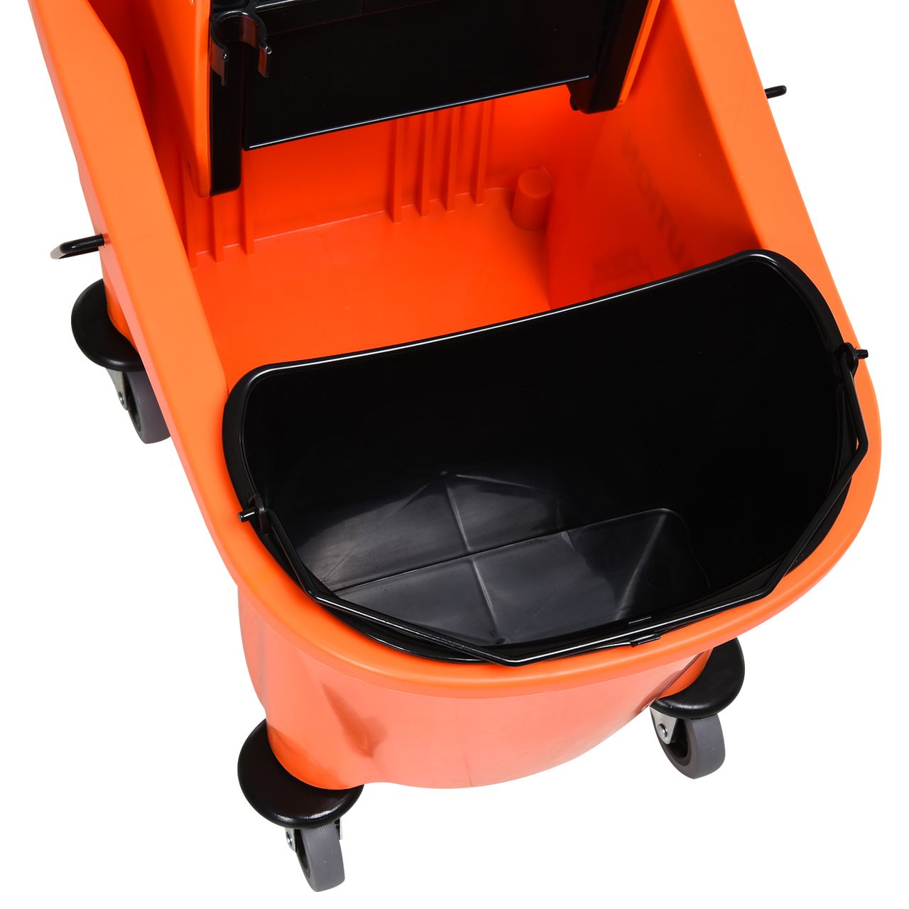 HOMCOM Reinigungswagen Fahreimer Putzeimer Wischwagen mit Auswringvorrichtung 36 Liter, Schwarz Orange, 54 x 41 x 91,5 cm