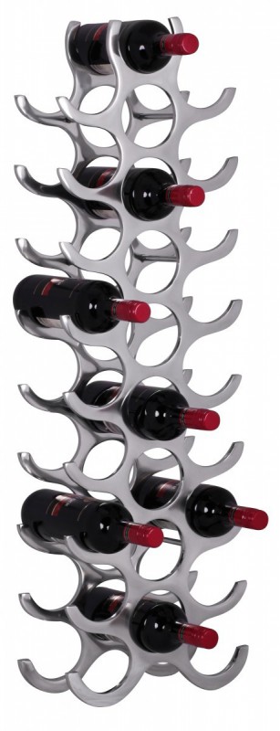 Wohnling Weinregal Design 98 cm für 27 Flaschen Aluminium Silber