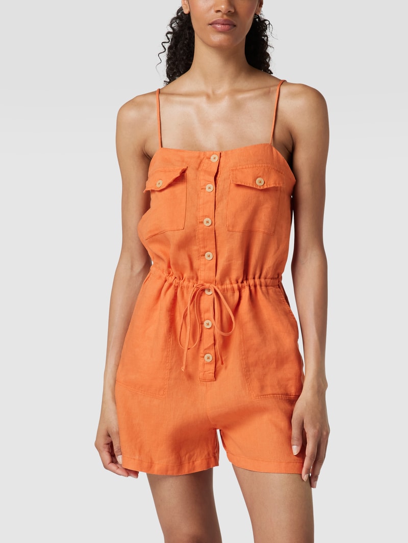 Playsuit aus reinem Leinen in orange