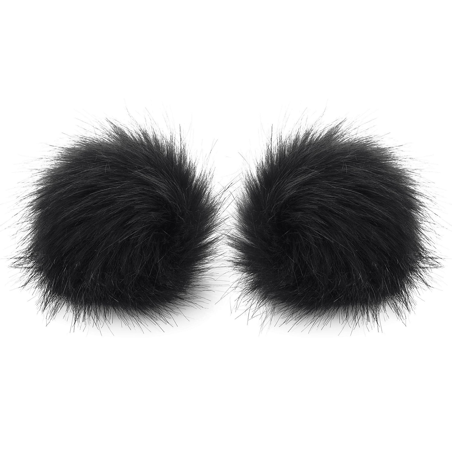 buttinette Fellimitat-Bommel, schwarz, Größe: 12 cm Ø