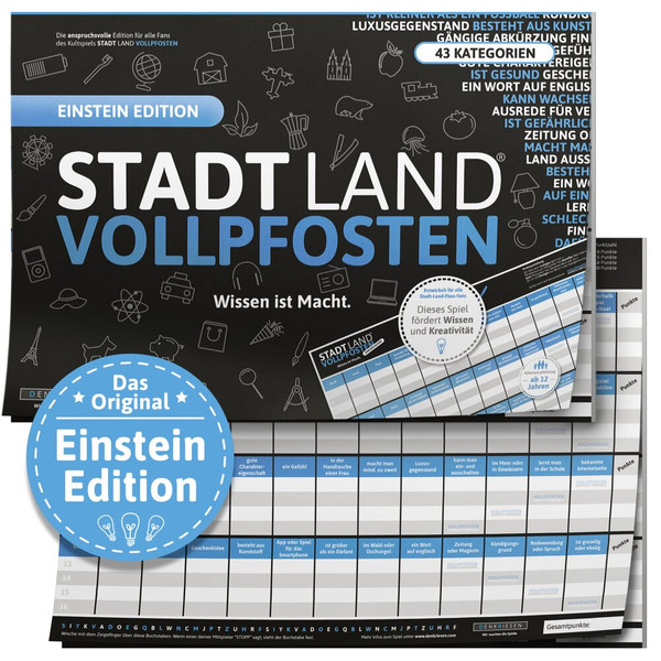 STADT LAND VOLLPFOSTEN - EINSTEIN EDITION - Reisespiel