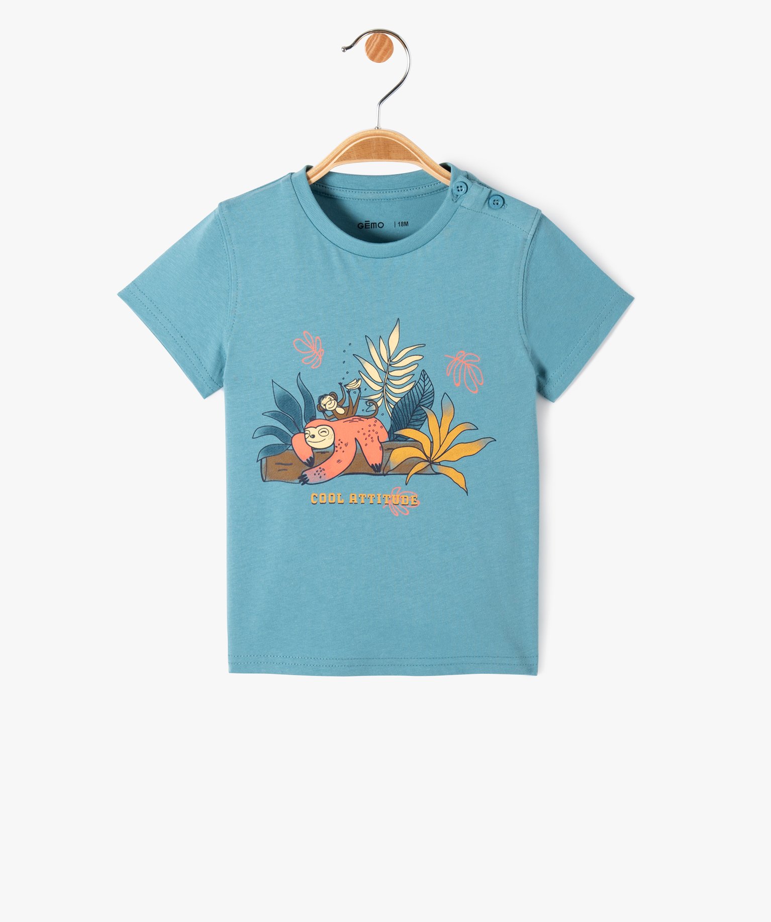 Tee-shirt droit manches courtes imprimé Garçon bleu | GEMO