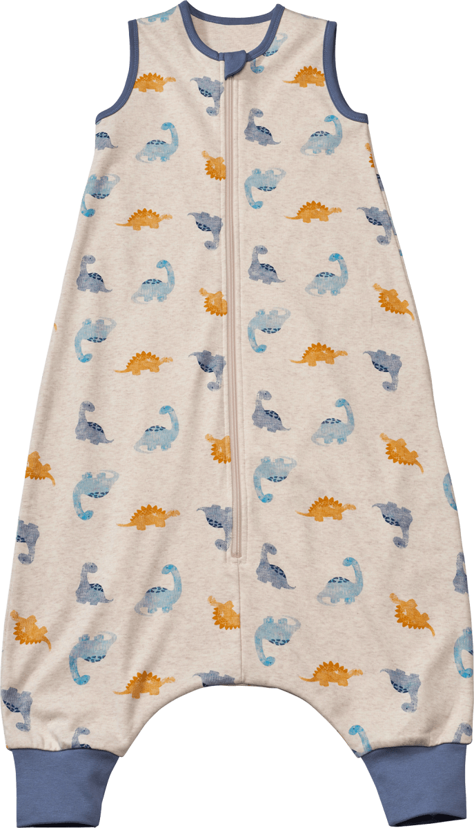 Schlafsack mit Beinen 1 TOG mit Dino-Muster, beige & blau, 100 cm, 1 St