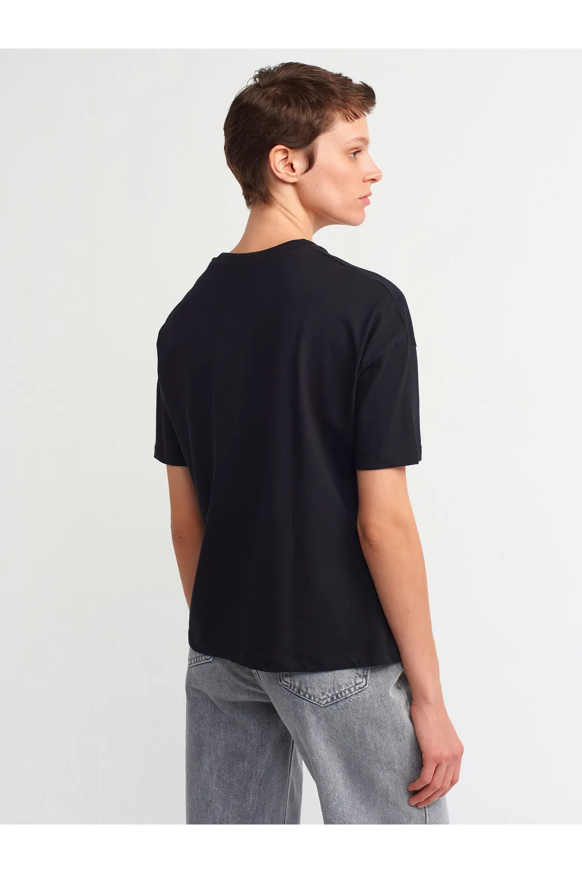 Dilvin  3683 Basic T-Shirt-schwarz
