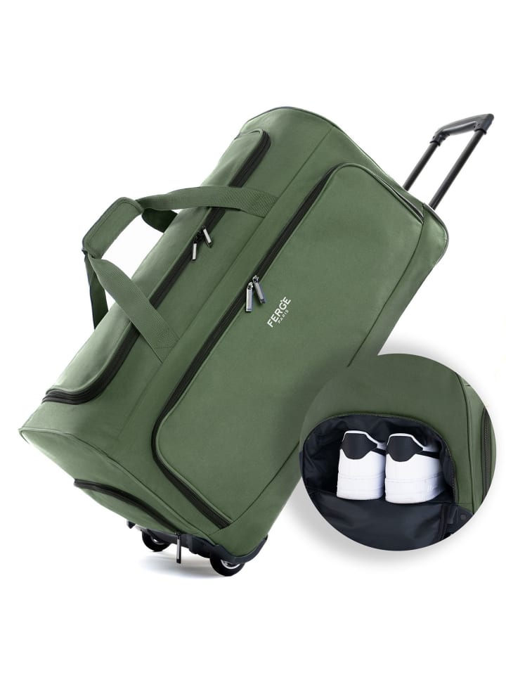 FERGÉ Reisetasche mit Rollen wasserabweisend Reisetasche mit Rollen groß Paris in grün günstig kaufen onesize