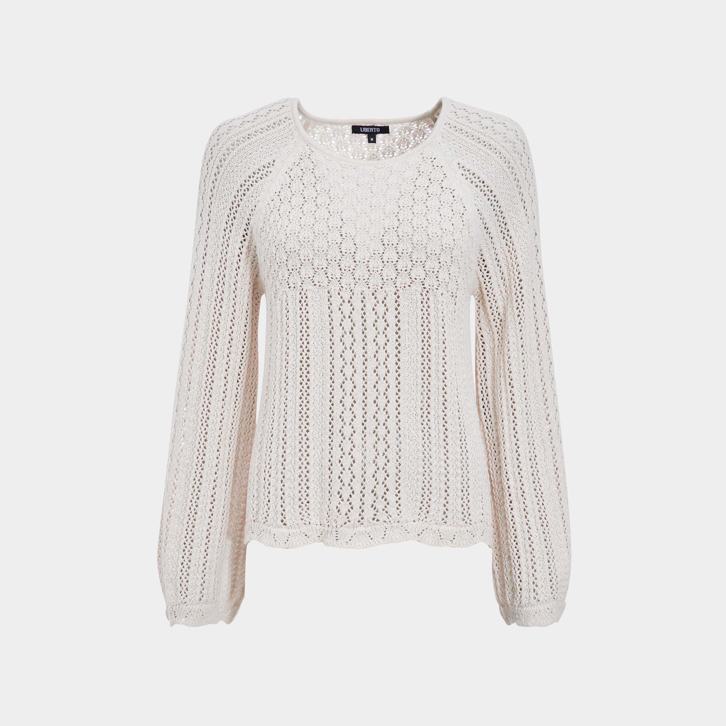 Pull ajouré col rond Liberto sable femme | La Halle