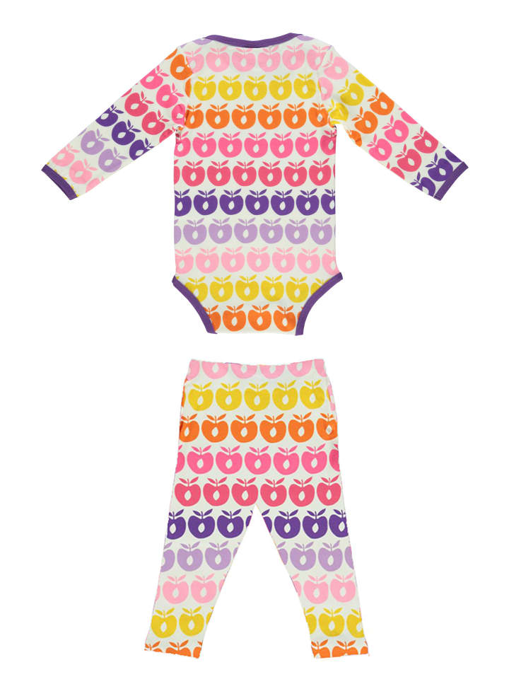 Småfolk Baby Body LS & Leggings Set Mini Retro Apples in sea pink günstig kaufen