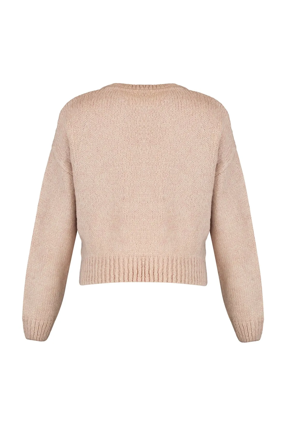 Trendyol Collection  Puderfarbener, weich strukturierter Basic-Strickpullover mit weiter Passform TWOAW23KZ00185
