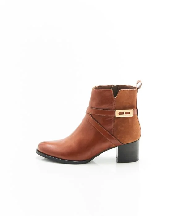 Bottines à talon bi-matières