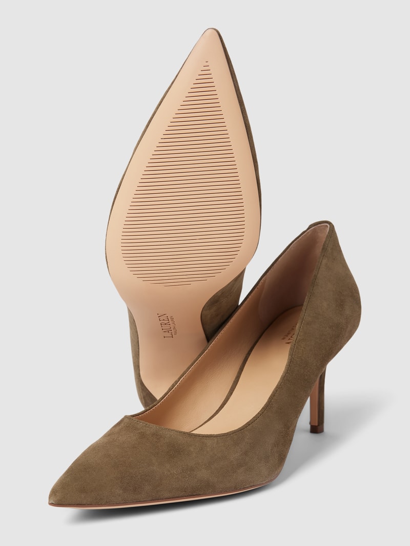 Pumps aus Leder Modell 'LANETTE' in olivgrün