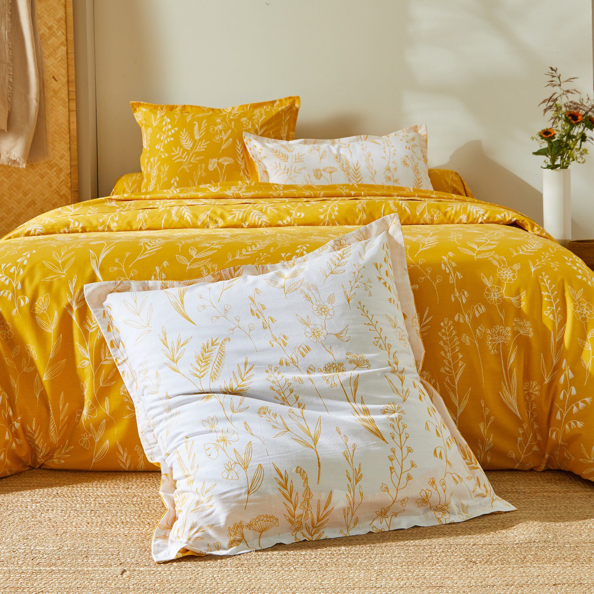 Linge de lit Alessia en coton imprimé fleuri