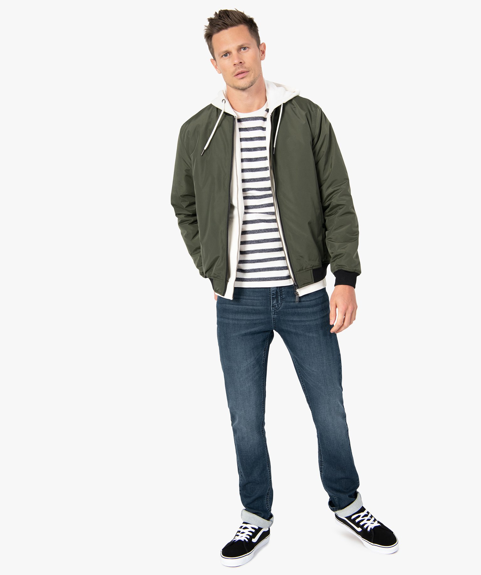 Blouson homme rembourré avec finitions bord-cte kaki | GEMO