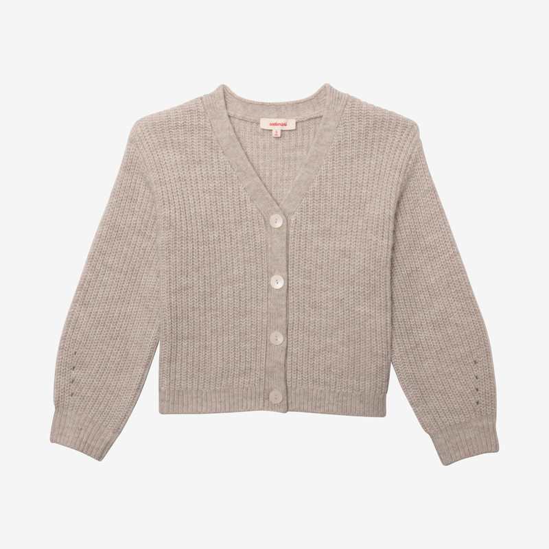 Cardigan fille tricot gris en coton recyclé Catimini