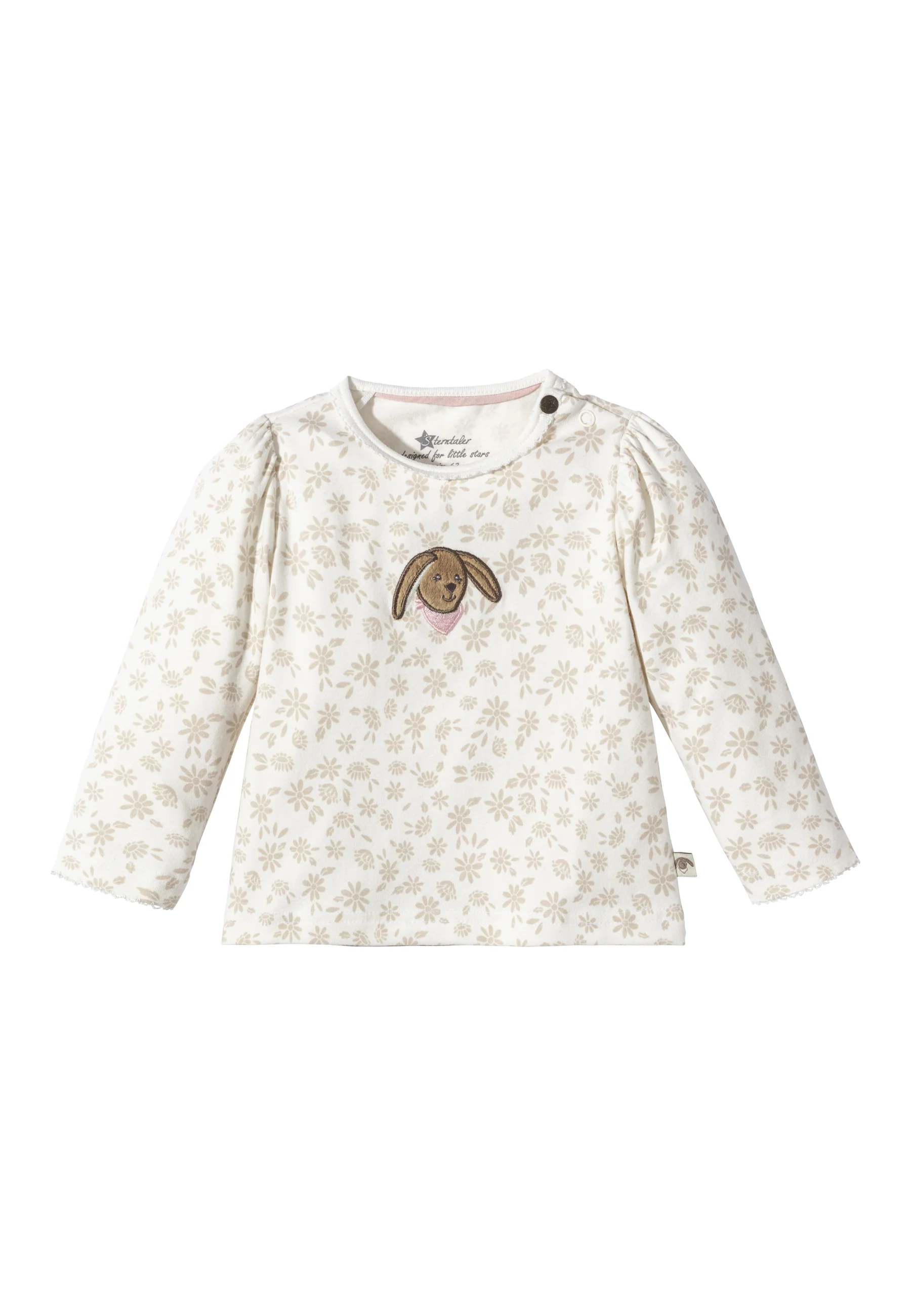 Shirt Hase Happy bedruckt mit Gänseblümchen in ecru