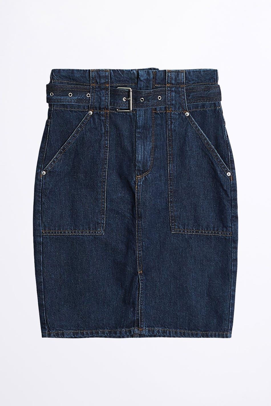 Paperbag denim skirt