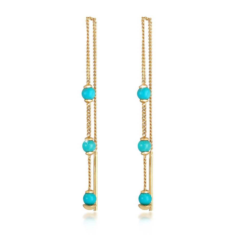 Elli Elli Boucles d'Oreilles Boucles d'oreilles pour dames avec perles Howlite en arge Boucles d'oreilles