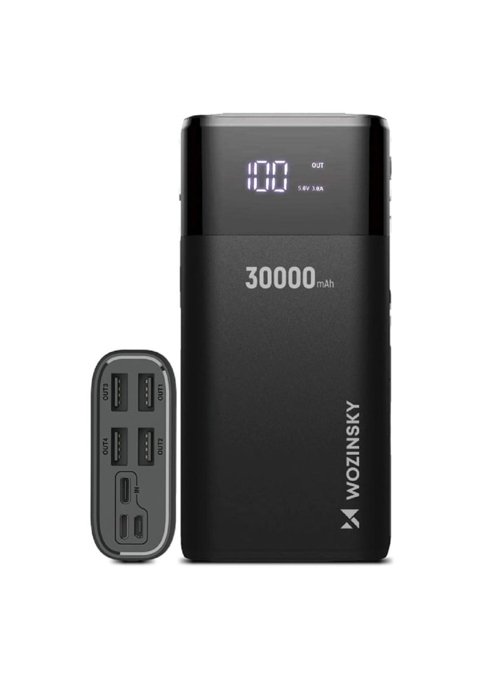 COFI 1453 Powerbank 30000mAh 4 x USB mit LCD-Display Schwarz in Schwarz günstig kaufen onesize